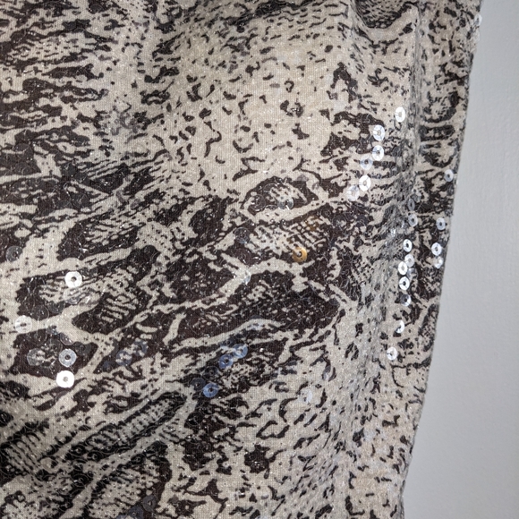 Cache long sequin dress/ size 2/ tan and grey - Picture 3 of 11